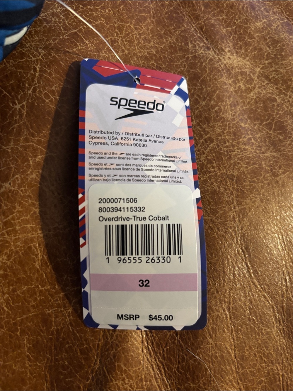 Speedo Red, Blue & White Men’s Swim Briefs - Star & Check Pattern - Picture 2 of 3